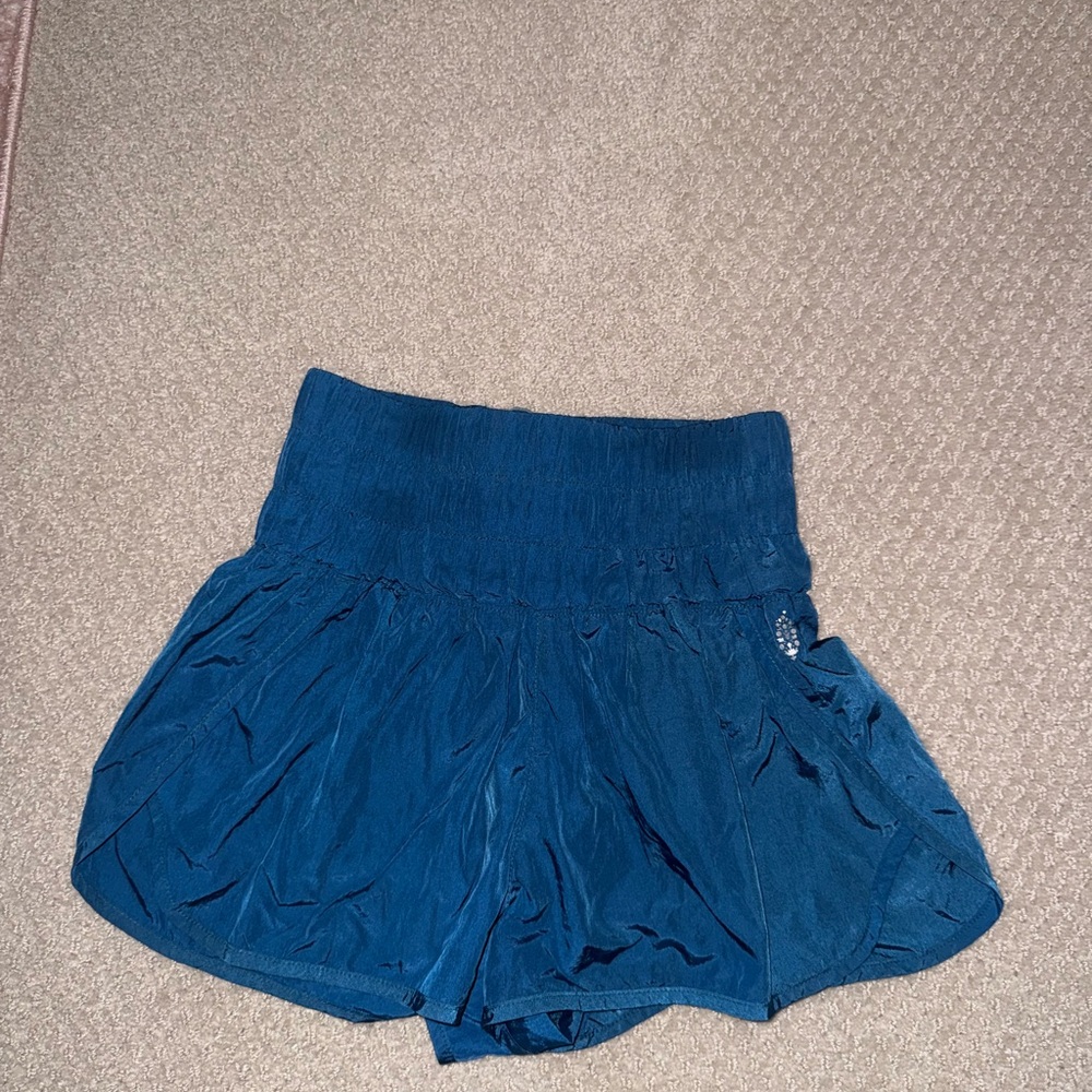 Blue Athletic Shorts with Flowy Skort Design